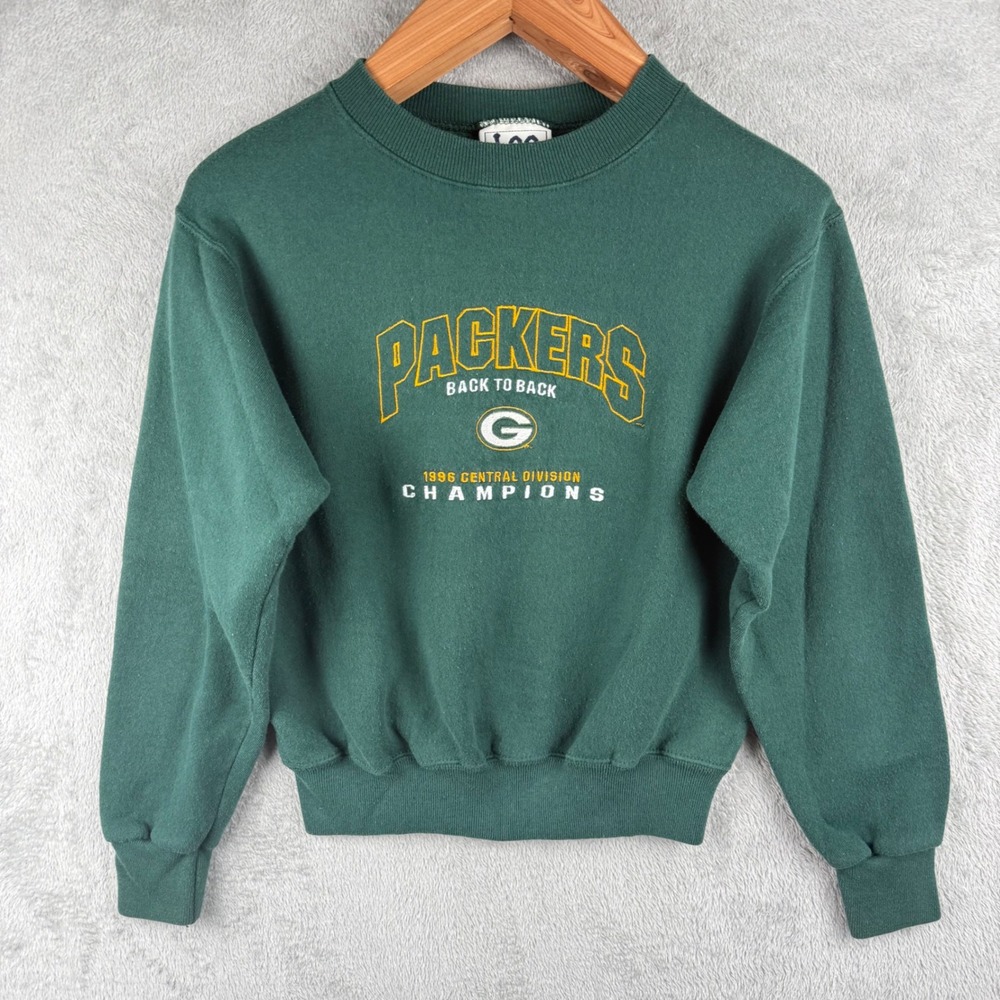 Vintage Lee Sport Green Bay Packers 1996 Champions Sweatshirt Youth M Green